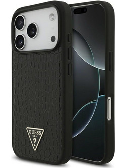 Guess Croco Triangle Logo Magsafe Back Cover Black (iPhone 18 Pro Max / 17 Pro Max)