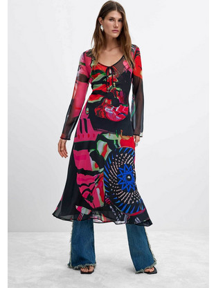 Desigual Galaxia Lacroix Midi Φόρεμα Μαύρο 26WWVW28