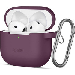Tech-Protect Silicone Hook Θήκη Σιλικόνης με Γάντζο για Apple AirPods 4 / 5 Μπορντώ