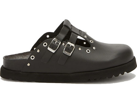 Beatriz Mary Jane Ring - Leather mule with metal ring & studs Scholl Μαύρο