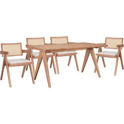 Τραπεζαρία Winslow Ι pakoworld σετ 5τεμ ξύλο rubberwood ανοιχτό καρυδί 160x85x75εκ