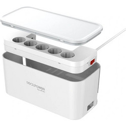 RealPower PowerBox 522 Πολύπριζο 5 Θέσεων με 2 USB-A, USB-C, Διακόπτη και Καλώδιο 1.5m 410861