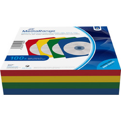 MediaRange Paper Sleeves for 1 Disc Assorted Colours 100 Pack (MRBOX67)