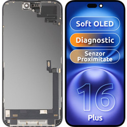 MP Οθόνη LCD Soft OLED FHD για Apple iPhone 16 Plus, Διαγνωστική Έκδοση, Μαύρη
