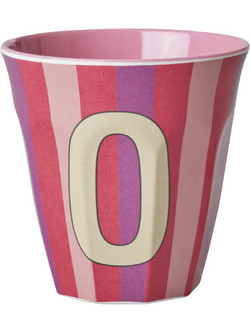 Rice - Melamine Cup with the Letter O - Pink and Red - Medium - 250 ml