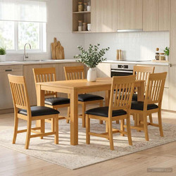 vidaXL Σετ τραπεζαρίας DEVENTER 7 τεμ. Μαύρο 150x85x75 εκ