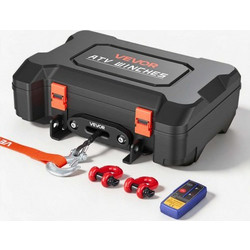 VEVOR Portable Winch, 2041 kg 12V DC Electric Winch with Synthetic Rope, Wireless & Wired Remotes, Box-Style Recovery Kit with Fairlead, Clevis Hook, Strap for ATV UTV Off-Road Outdoor Pulling Tasks