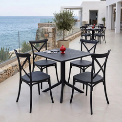 Pakoworld Crossie Groovy Σετ Τραπεζαρία Κήπου 5τμχ Ανθρακί 200-001842