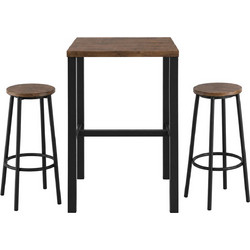 Σετ Τραπεζαρία Bar (2+1) ArteLibre WOODA Καρυδί/Μαύρο MDF/Μέταλλο 60x60x96cm 14330049