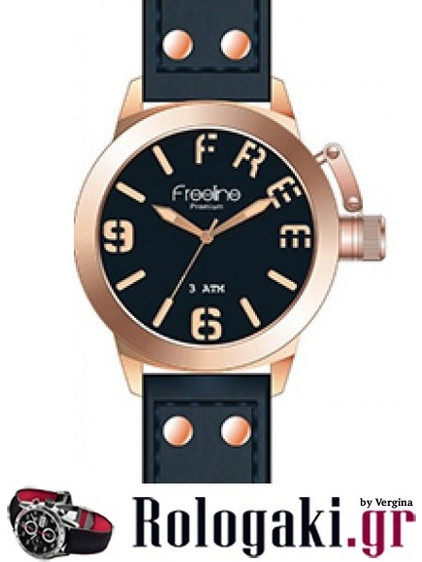 Freeline Premium Ανδρικό Ρολόι με Μαύρο Δερμάτινο Λουράκι 8504-1