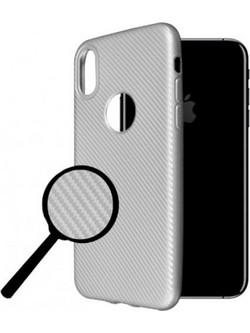 Θήκη iphone X/XS Okkes Super Slim Σιλικόνης - 2977 - Carbon Ασημί - OEM