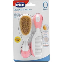 Chicco Βούρτσα + Χτένα Ροζ από Φυσική Τρίχα 0m+ 06569-10, 2τμχ