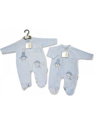 Nursery Time Φορμάκι Μακρυμάνικο για Αγόρι Βελουτέ Μπλε BW13-338A
