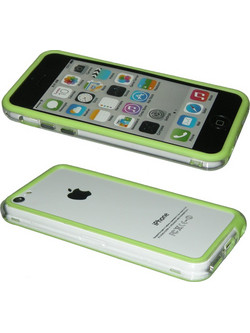 VOLTE-TEL ΘΗΚΗ IPHONE 5C BUMPER METAL BUTTON TRANSPARENT-GREEN VOLTE-TEL
