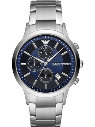 Emporio Armani Ανδρικό Ρολόι Χρονογράφος με Ασημί Μεταλλικό Μπρασελέ AR11164