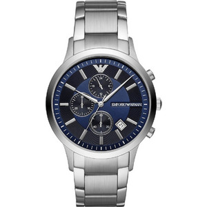 Emporio Armani Ανδρικό Ρολόι Χρονογράφος με Ασημί Μεταλλικό Μπρασελέ AR11164