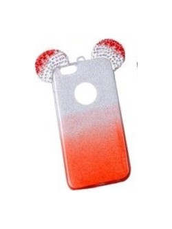 Back Cover Σιλικόνης Glitter Ears As Mickey Πορτοκαλί iphone 6