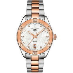 Tissot PR100 Γυναικείο Ρολόι Χρονογράφος με Ασημί Ροζ Χρυσό Μεταλλικό Μπρασελέ T101.910.22.116.00