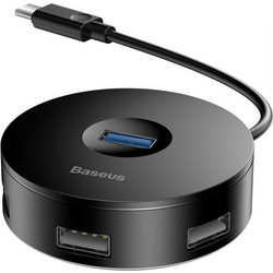 Baseus Round Box CAHUB-G01 USB Hub 3.0 USB-C με 4 Θύρες USB-A & Εξωτερική Παροχή Ρεύματος