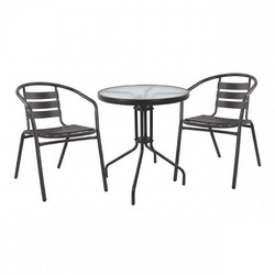 HomeMarkt Laura Σετ Τραπεζαρία Κήπου Αλουμίνιο 3τμχ Γκρι HM10467