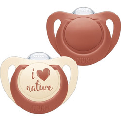 Nuk For Nature Ανατομικές Ορθοδοντικές Πιπίλες Σιλικόνης 18-36m Κόκκινο Λευκό 2τμχ
