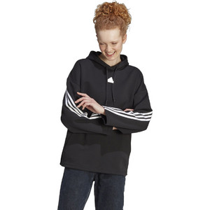 Adidas Future Icons 3-Stripes Hoodie Γυναικείο Αθλητικό Φούτερ με Κουκούλα Μαύρο II8096