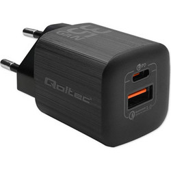 Qoltec Φορτιστής Χωρίς Καλώδιο με Θύρα USB-A & USB-C 35W Power Delivery & Quick Charge 3.0 Black 50764