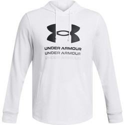 Under Armour Rival Terry Graphic Ανδρικό Αθλητικό Φούτερ με Κουκούλα Λευκό 1386047-100