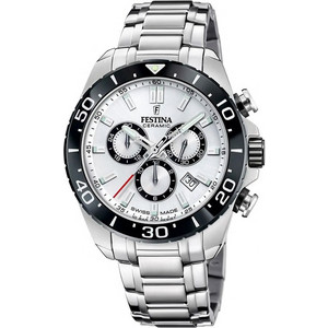 Festina Ανδρικό Ρολόι Χρονογράφος με Ασημί Μεταλλικό Μπρασελέ F20042/1
