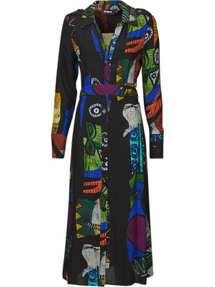 Desigual Midi Καθημερινό Φόρεμα Σεμιζιέ Μαύρο 24SWVW72-2000