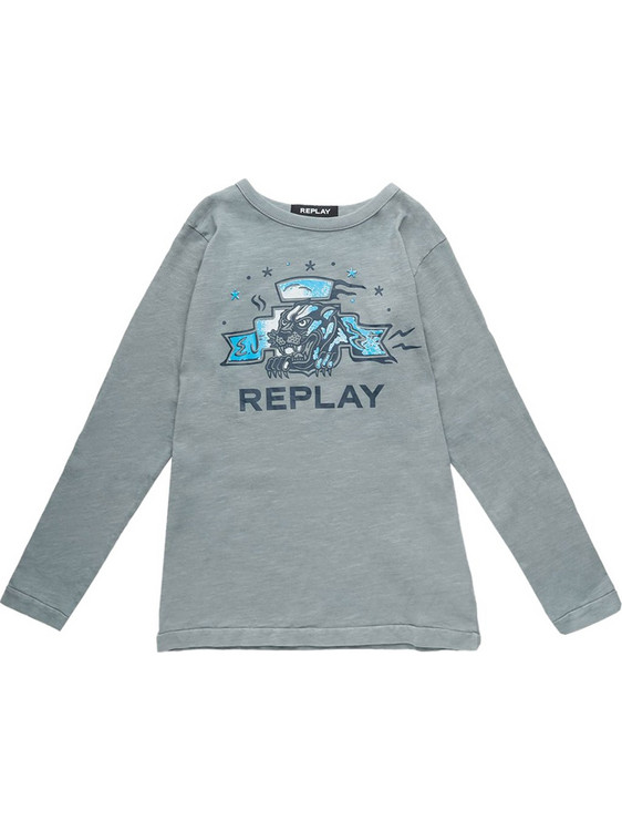 Replay Παιδικό T-Shirt Μακρυμάνικο Γκρι SB7110-054-23386M-673