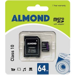 Almond microSDHC 64GB Class 10 + Adapter