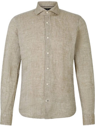 Joop Ανδρικό Πουκάμισο Λινό Μακρυμάνικο Slim Fit Χακί 30041389-330