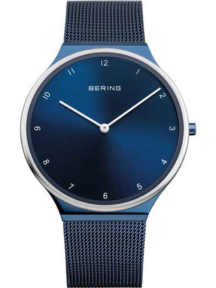 Bering Ultra Slim Ανδρικό Ρολόι με Μπλε Μεταλλικό Μπρασελέ 18440-397