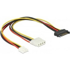 DeLOCK 65227 Καλώδιο Τροφοδοσίας 15-Pin SATA Male to 4-Pin Floppy & 4-Pin Molex Female 0.3m Multicolor