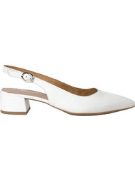 Tamaris Γόβες Slingback Δερμάτινες με Χοντρό Χαμηλό Τακούνι Λευκές 1-29500-42-117