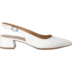 Tamaris Γόβες Slingback Δερμάτινες με Χοντρό Χαμηλό Τακούνι Λευκές 1-29500-42-117