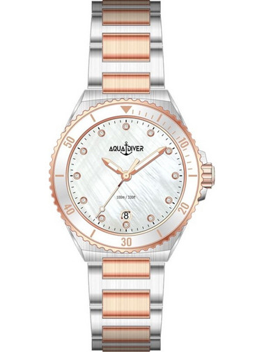 Aquadiver Oceana Γυναικείο Ρολόι με Ασημί Ροζ Χρυσό Μεταλλικό Μπρασελέ SS22165L28