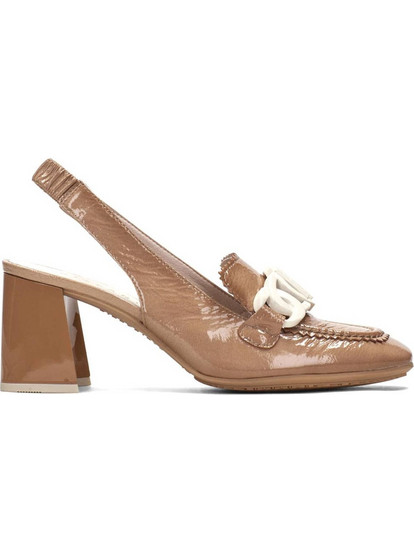 Hispanitas Malta Γόβες Slingback Δερμάτινες με Χοντρό Χαμηλό Τακούνι Μπεζ HV243317
