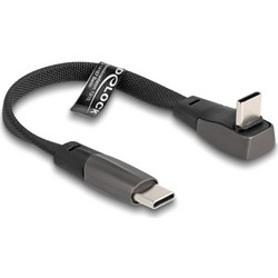 DeLOCK Braided Flat USB-C to USB-C 60W 0.14m Black 4043619807505