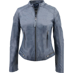 Leather 100 Γυναικείο Μπουφάν Δερμάτινο Κοντό Γαλάζιο 49-W-ALIKI