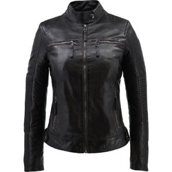 Leather 100 Γυναικείο Μπουφάν Δερμάτινο Κοντό Μαύρο 37-W-LIANA