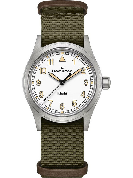 Hamilton Khaki Field Ανδρικό Ρολόι με Χακί Υφασμάτινο Λουράκι H69401910