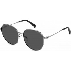 Polaroid Eyewear PLD4140GS XKB7 Ανδρικά Γυαλιά Ηλίου Πολυγωνικά Μεταλλικά Ασημί με Μαύρο Φακό