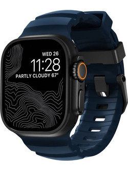 Nomad Rocky Point FKM Λουράκι Σιλικόνης Black / Atlantic Blue (Apple Watch 42 / 44 / 45 / 49mm)