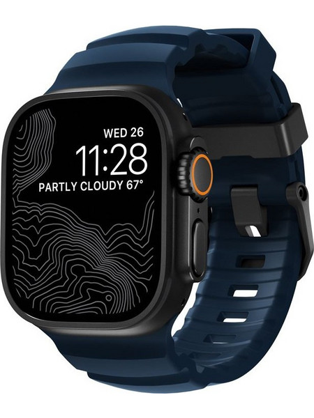 Nomad Rocky Point FKM Λουράκι Σιλικόνης Black / Atlantic Blue (Apple Watch 42 / 44 / 45 / 49mm)