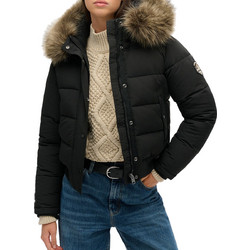 Superdry Γυναικείο Μπουφάν Χειμωνιάτικο Puffer Κοντό Μαύρο W5011785A-02A