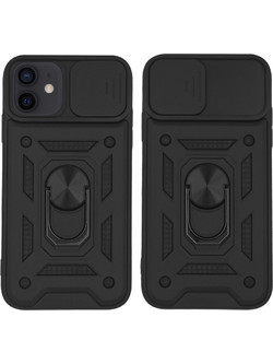 Sonique Ring Armor CamPro Back Cover Black (iPhone 12 / 12 Pro)