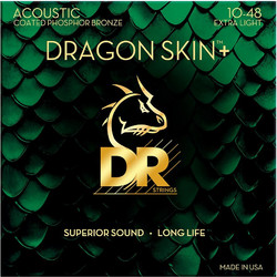 DR Strings Dragoskin+ Σετ 6 Χορδές Ακουστικής Κιθάρας Phosphor Bronze 10-48" Extra Light Tension