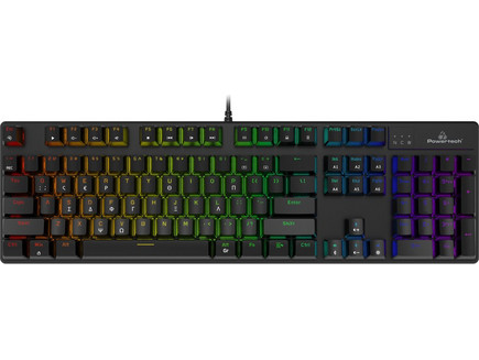 Powertech PT-1254 Μηχανικό Gaming Πληκτρολόγιο RGB Black